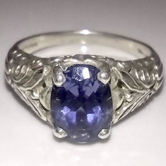 Vintage Designer CNA Blue/Purple Cubic Zirconia Sterling Silver Ring - Picture 1 of 3
